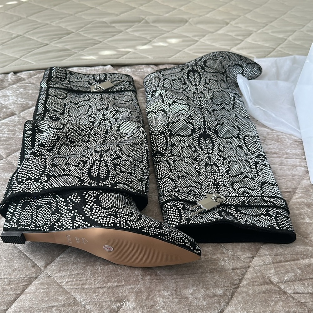 New- Bejeweled Patterned “Serpentine” Knee Boots